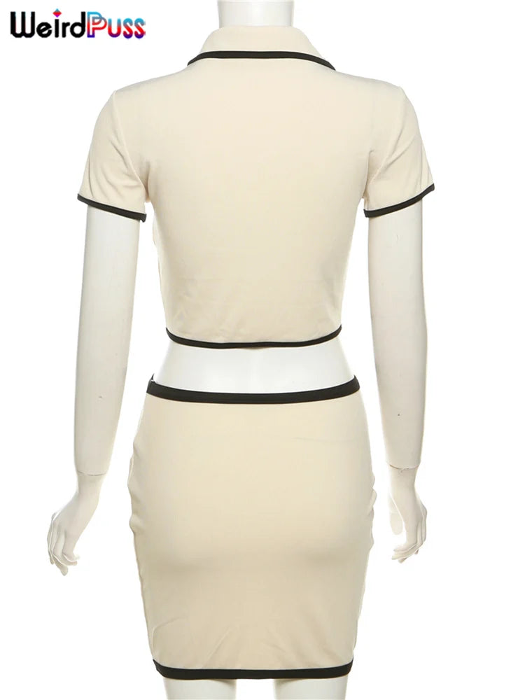 Cropped Polo e Saia – Street Fashion
