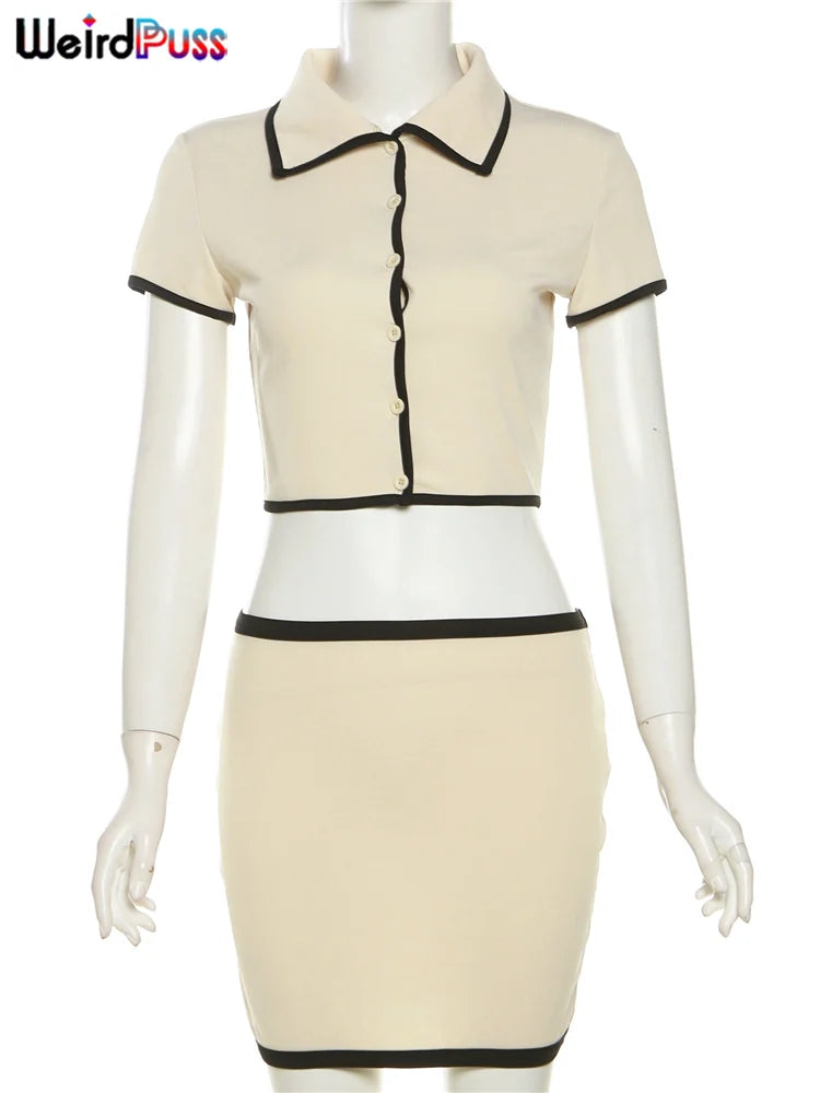 Cropped Polo e Saia – Street Fashion