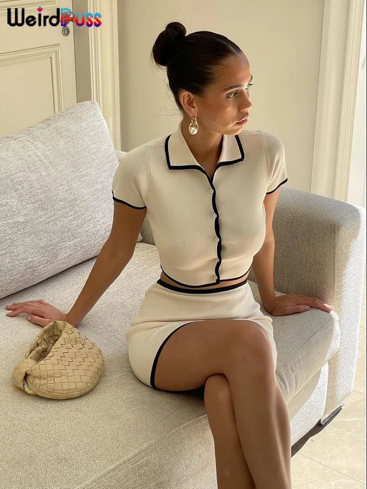 Cropped Polo e Saia – Street Fashion