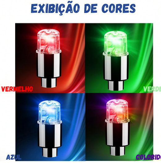 Iluminação LED para Válvulas de Pneus - Conjunto de 4 Peças