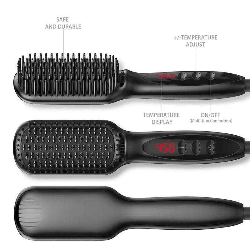 Escova Hairbrush Alisadora de Barba e Cabelo