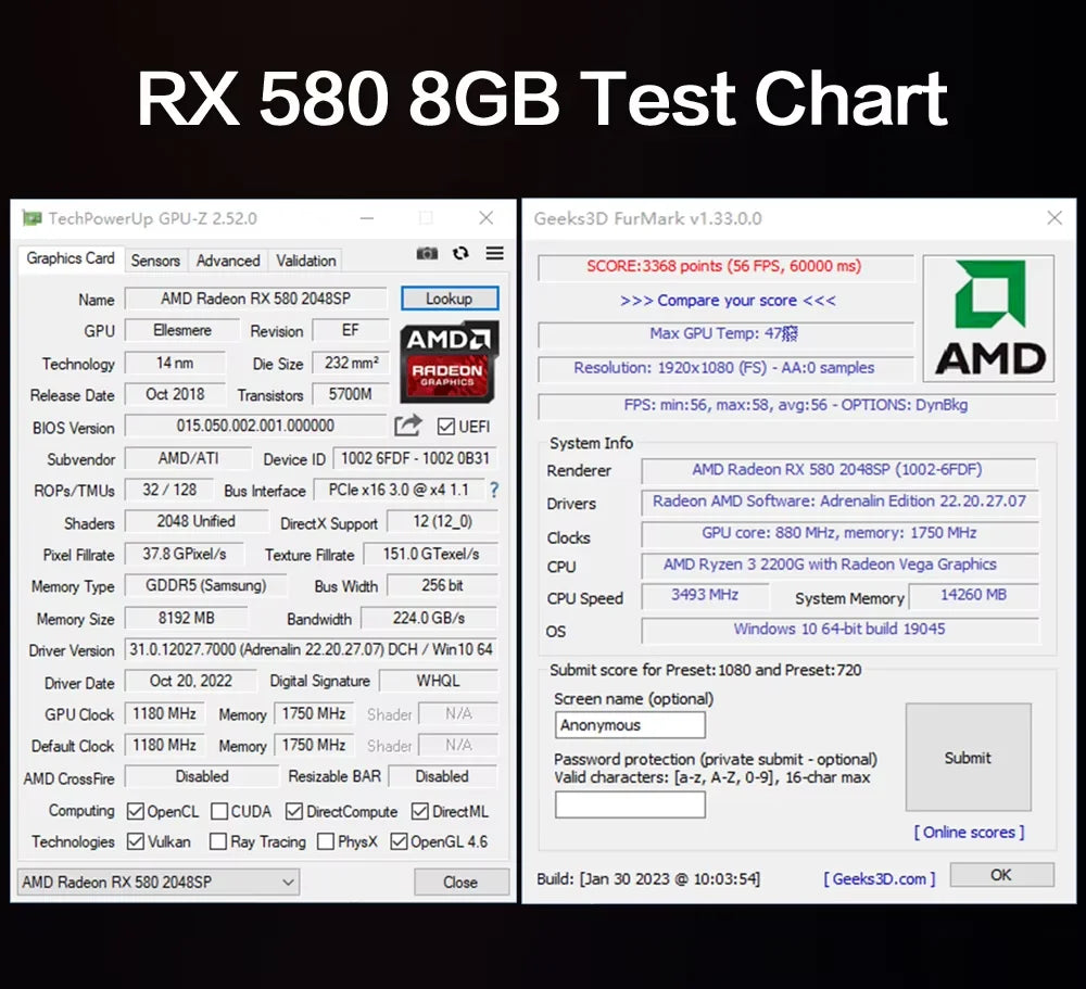 Radeon RX 580 8GB  GDDR5