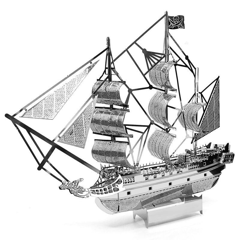 Quebra-Cabeça 3D do Navio Pirata Pérola Negra em Metal - Kit de Modelo DIY de Corte a Laser para Crianças
