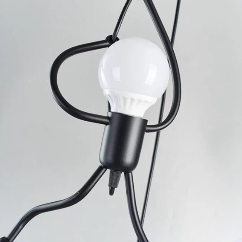 Luminária de Teto LED Vintage com Ferro "Pequeno Homem" Preto E27