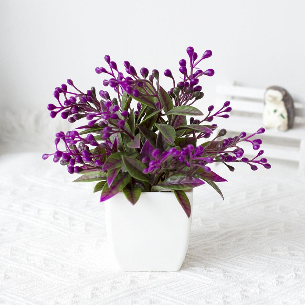 Plantas Artificiais de Ameixa em Vaso com Flores de Seda