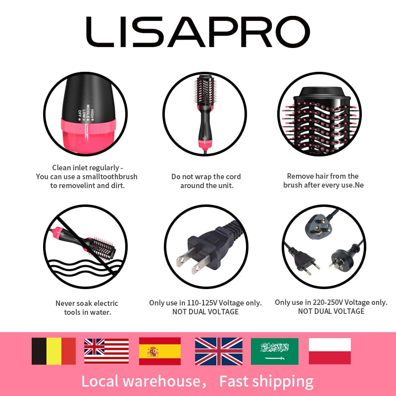 LISAPRO Styler: Escova e Secador de Cabelo