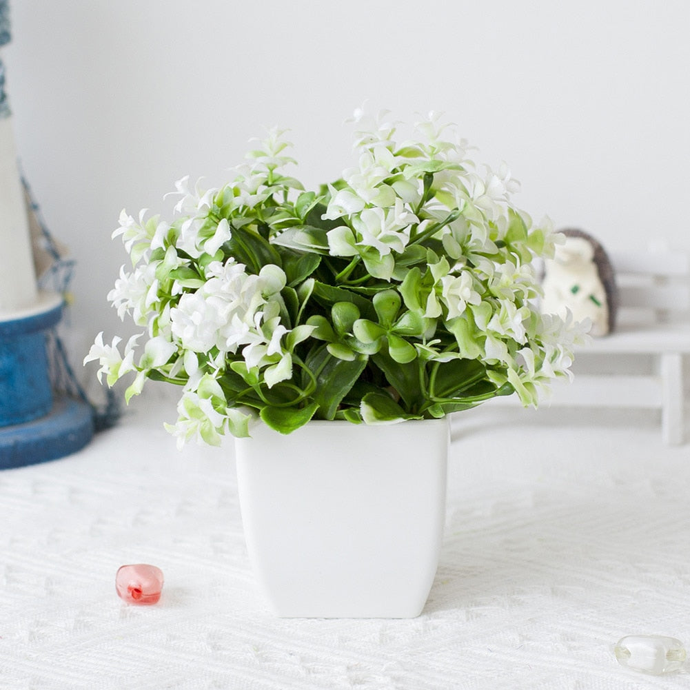 Plantas Artificiais de Ameixa em Vaso com Flores de Seda