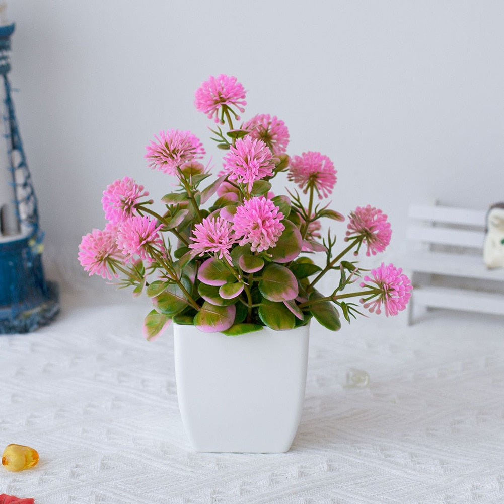 Plantas Artificiais de Ameixa em Vaso com Flores de Seda