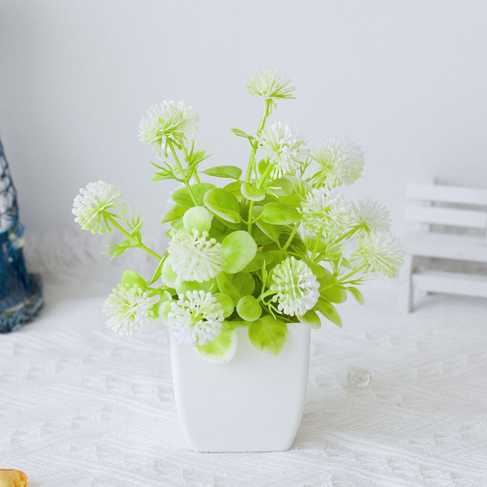 Plantas Artificiais de Ameixa em Vaso com Flores de Seda