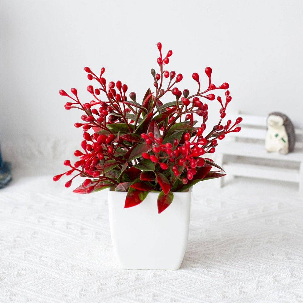 Plantas Artificiais de Ameixa em Vaso com Flores de Seda