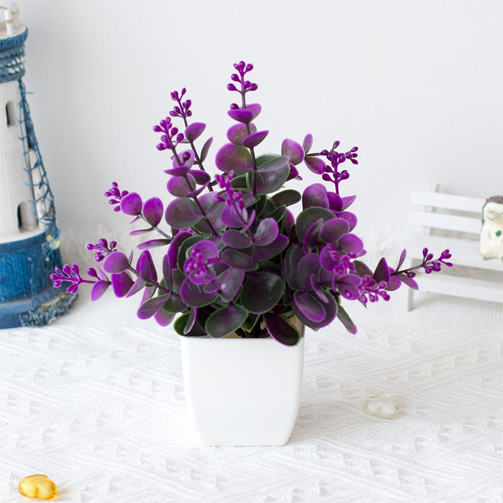 Plantas Artificiais de Ameixa em Vaso com Flores de Seda