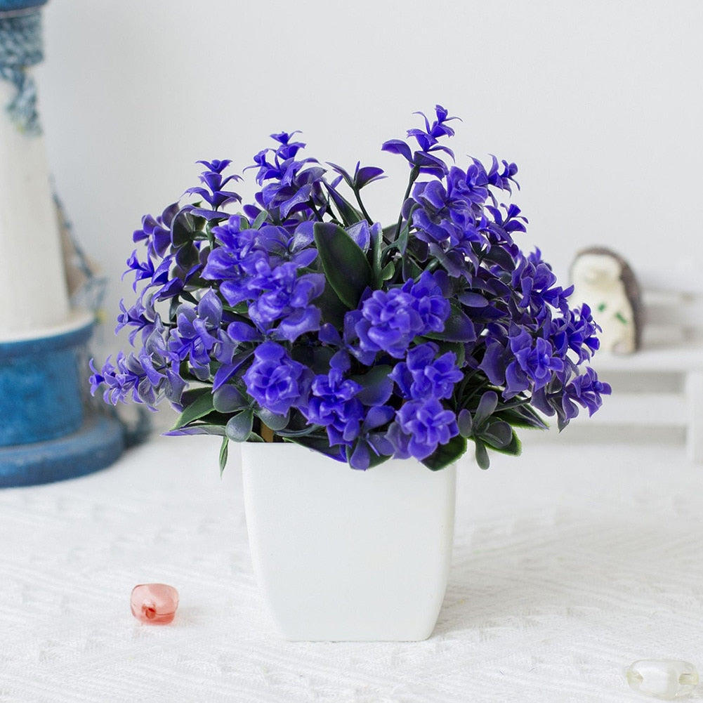 Plantas Artificiais de Ameixa em Vaso com Flores de Seda