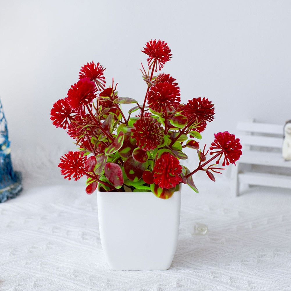 Plantas Artificiais de Ameixa em Vaso com Flores de Seda