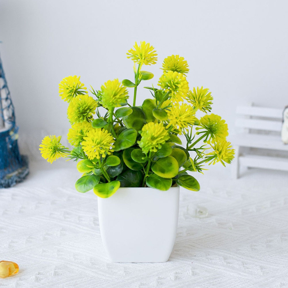 Plantas Artificiais de Ameixa em Vaso com Flores de Seda