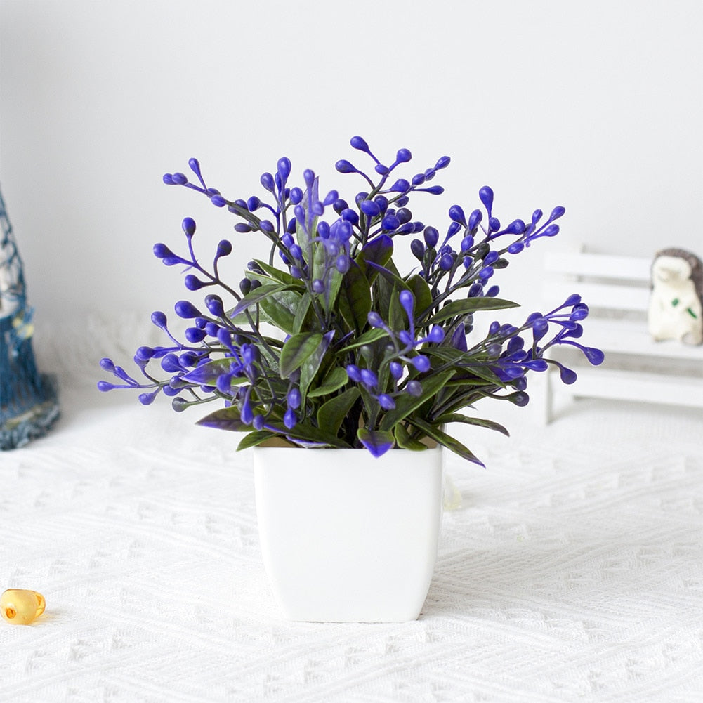 Plantas Artificiais de Ameixa em Vaso com Flores de Seda