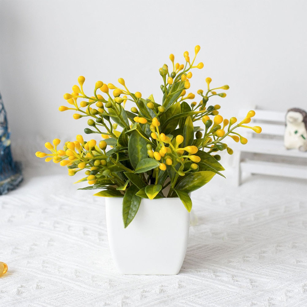 Plantas Artificiais de Ameixa em Vaso com Flores de Seda