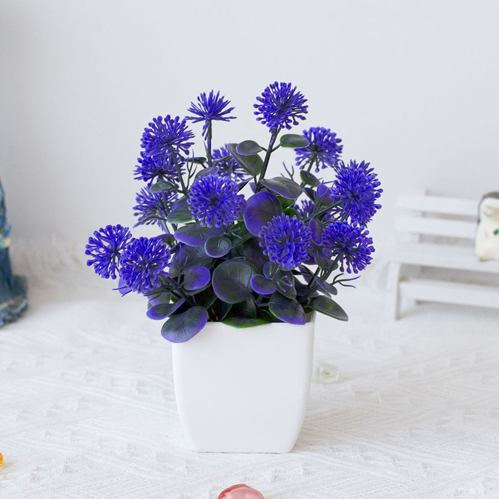 Plantas Artificiais de Ameixa em Vaso com Flores de Seda